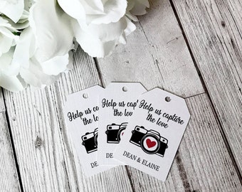 Favour Tags Wedding Tags 10x Personalised Disposable Camera Tags
