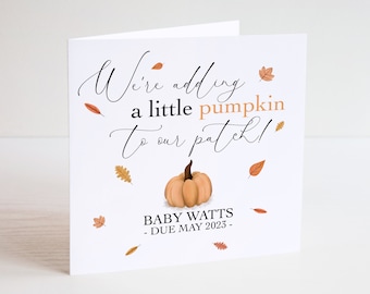 Personalised Autumn Pregnancy Announcement Card - Halloween Pregnancy Announcement - Pumpkin Announcement - Autumn Pregnancy reveal