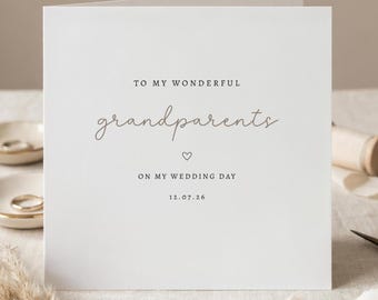 Personalised Grandparents Wedding Card – On My Wedding Day Card – Custom Date Keepsake - C4245