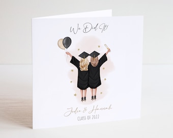 Personalised Bestie Graduation Card - Graduated Card - Celebration Card - Graduation Greeting Card - Girl Graduation Card - We Did It