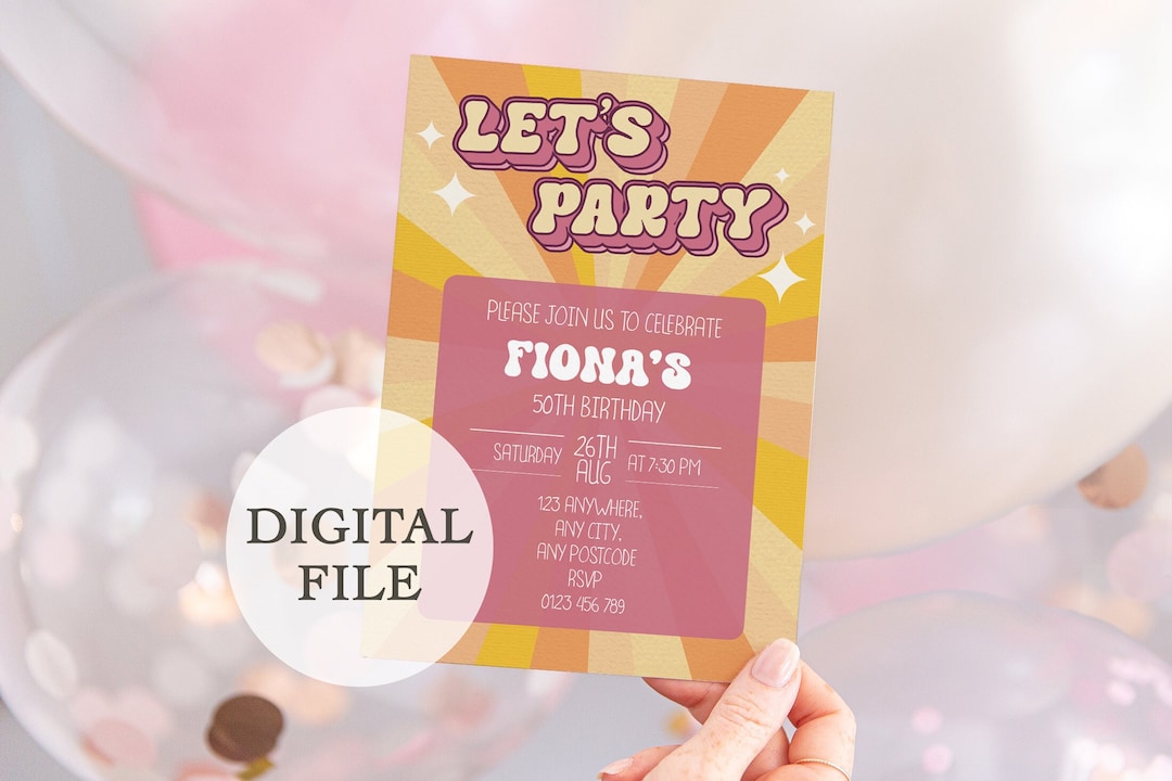 Editable Retro Party Template Invitation Birthday Party Invite Corjl