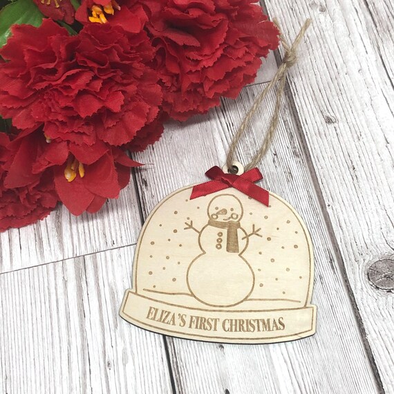 personalised baby snow globe