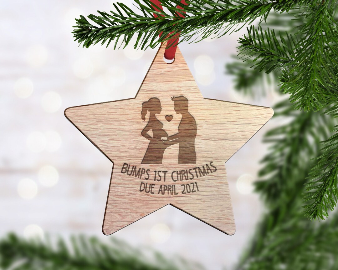 Personalised Bumps First Christmas Decoration Baby Due Date Pregnancy