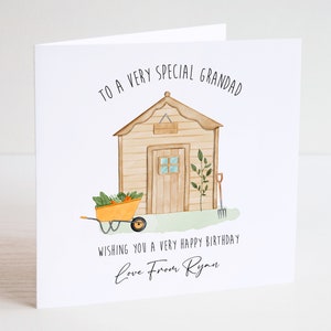 Personalised Grandad Birthday Card - Happy Birthday - Grandad Gift - Grandkids Card - Grandads Shed