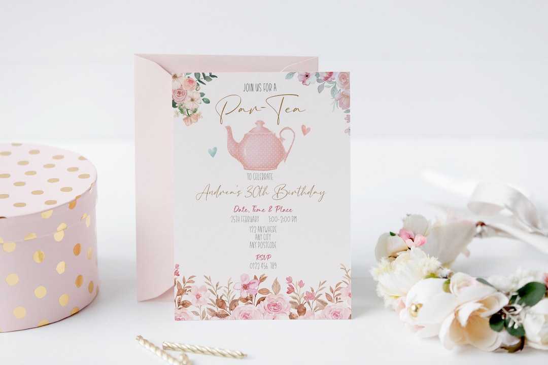 Editable Tea Party Template Invitation - Birthday Party Invite - Corjl ...