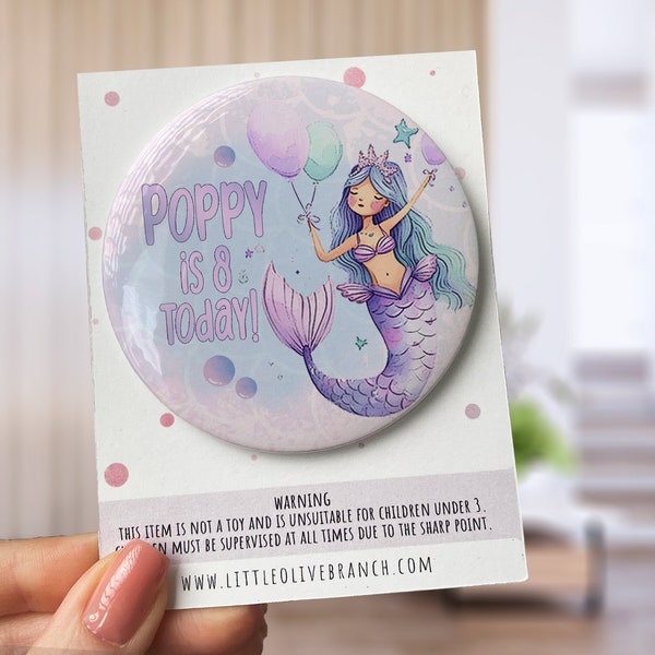 Birthday Girl Mermaid Badge - Birthday Girl - Birthday Badge - Under The Sea - Mermaid Party