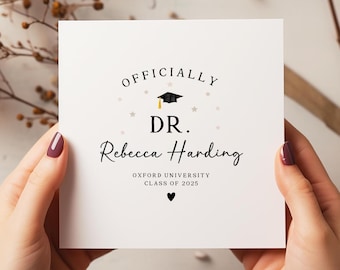 Personalised Graduation Card for Doctor – Custom PhD Congrats Card – Officially Dr Card – C2807