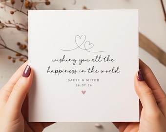 Personalised Wedding Card – Wishing You Love and Happiness – Names & Date Wedding Card - C4161