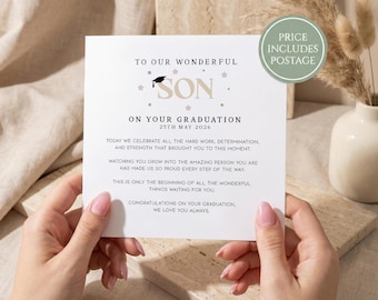 Personalised Son Graduation Card – Graduation Card for Son – Proud Parents Card – Custom Graduation Keepsake  – C4302