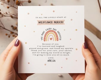 Personalised Thank You Nursery Card – Helping Me Grow Poem – End of Year Nursery or School Card from Child - C2751