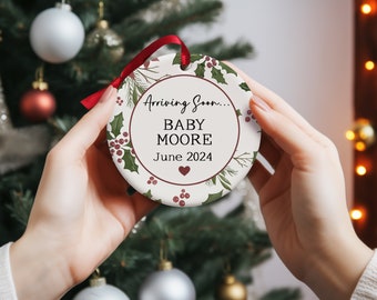 Personalised Baby Due Date Christmas Decoration - Pregnancy Announcement - New Baby Bauble