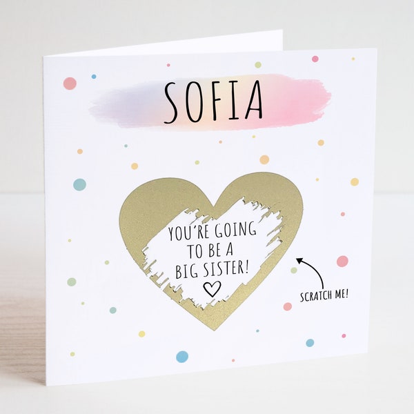 Personalised Big Sister/Big Brother Announcement Scratch Card - First Time Parents - Sibling Reveal - Surprise Pregnancy - Pregnancy reveal