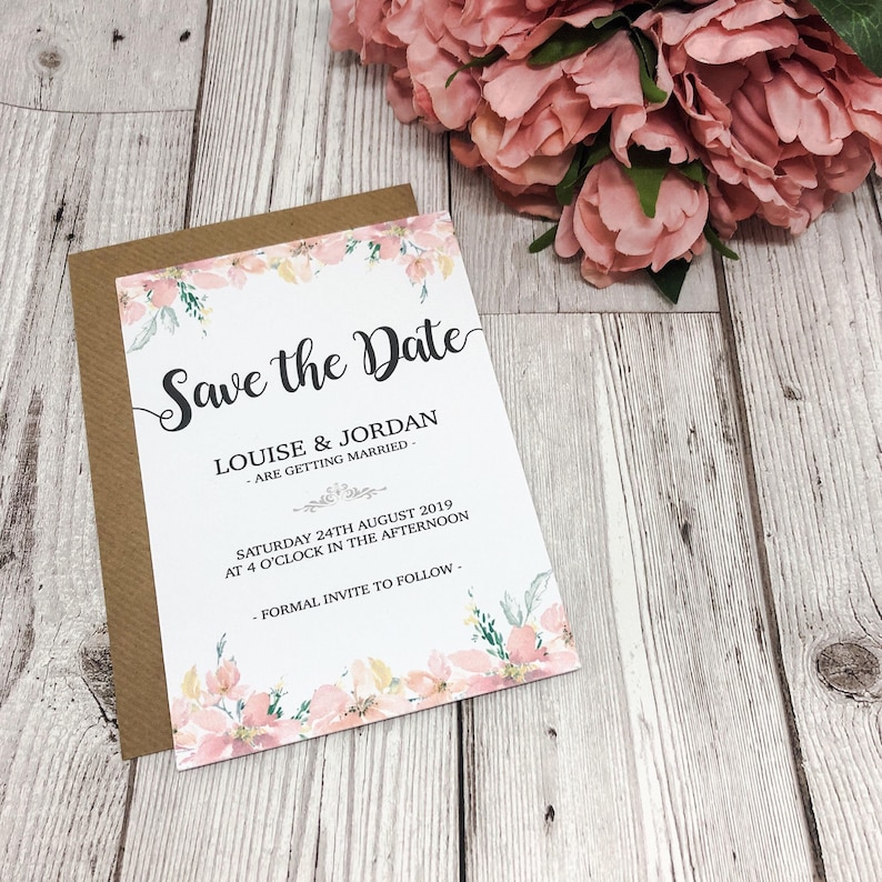 50 Personalised Floral Wedding Save The Dates