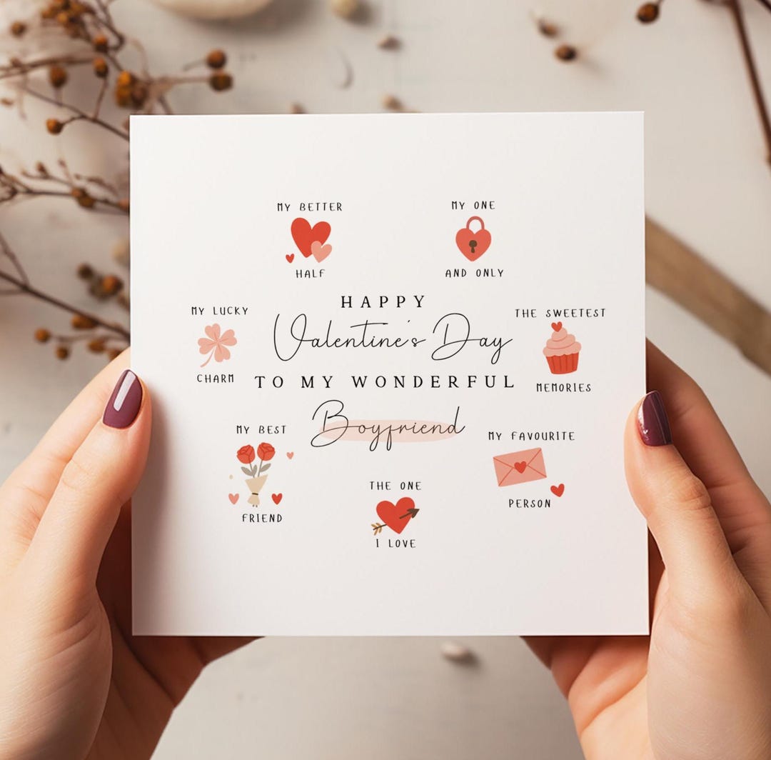 Valentine’s Day Card for Boyfriend – Cute Romantic Card – My One and ...