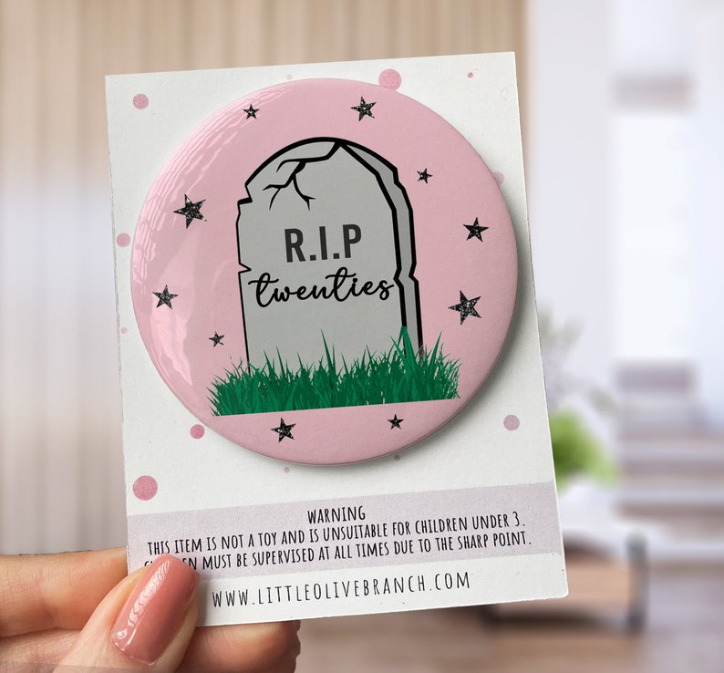 Birthday RIP Twenties Badge Hello Thirty 30th Birthday Badge Special Birthday Badge Thirtieth Birthday Card Pink