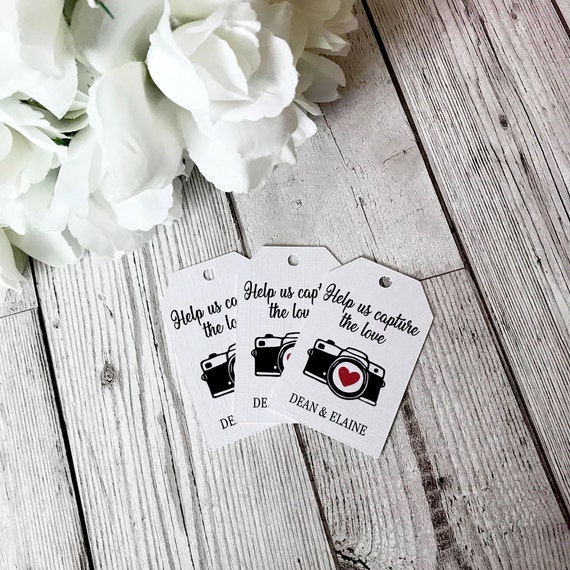 Favour Tags Wedding Tags 10x Personalised Disposable Camera Tags