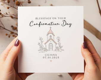 Personalised Confirmation Card - Religious Card for Boys & Girls - Customisable Design  - Thoughtful Keepsake Gift - C2089