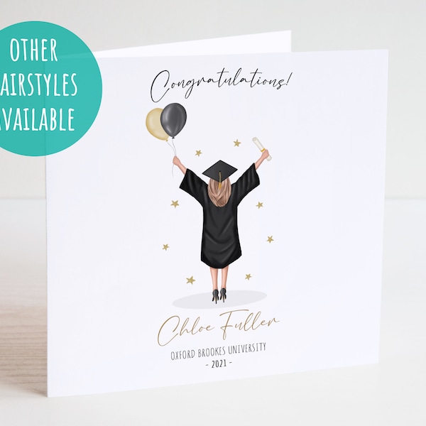 Personalised Graduation Card - Graduated Card - Celebration Card - Graduation Greeting Card - Girl Graduation Card - So She Did