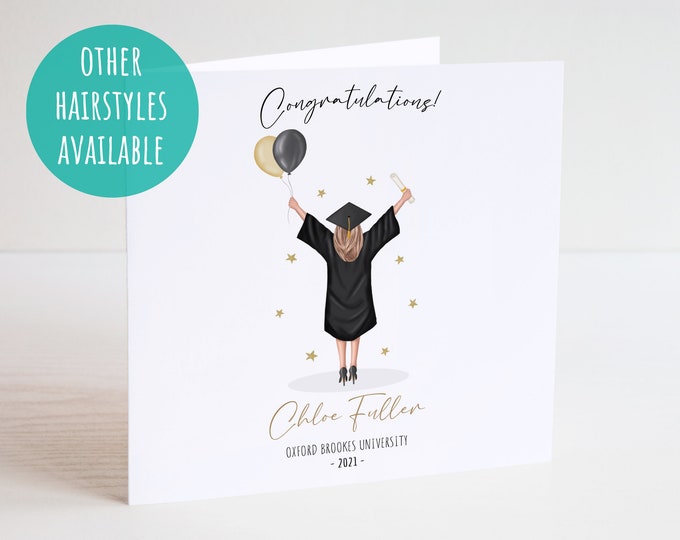 Personalised Graduation Card - Graduated Card - Celebration Card - Graduation Greeting Card - Girl Graduation Card - So She Did
