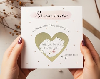 Will You Be Our Flower Girl Surprise Scratch Card - Flower Girl Card - Wedding Cards - Bridesmaid Card - C126