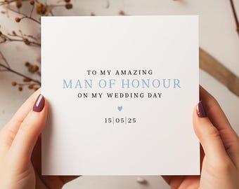 Personalised Man of Honour Card – Wedding Day Thank You Card – Elegant Groomsmaid Proposal - C2793