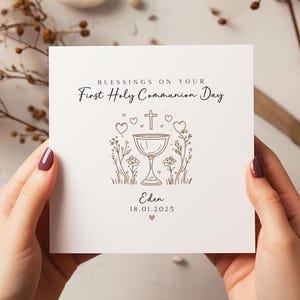 Personalised First Holy Communion Card - Communion Card - Religious Card - C2100 image 1