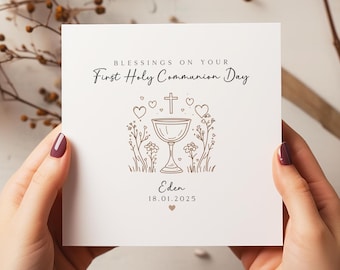 Personalised First Holy Communion Card - Communion Card - Religious Card - C2100