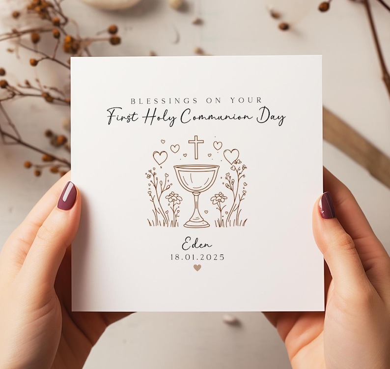 Personalised First Holy Communion Card - Communion Card - Religious Card - C2100 image 1