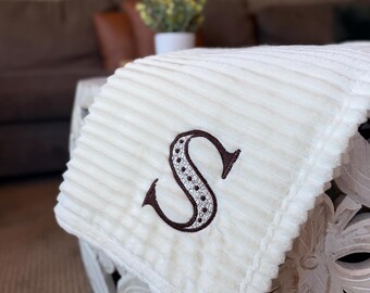 Monogrammed blanket, custom last name blanket, new home gift, wedding present, bridal shower gift, custom throw, plush blanket, personalized