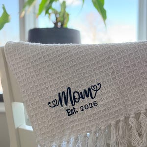 Embroidered Waffle Blanket, Custom Name Throw, Personalized Mom Gift