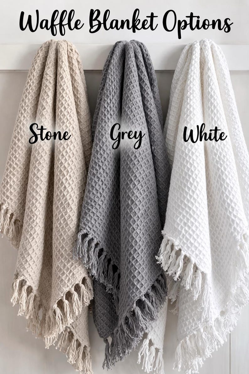 Embroidered Waffle Blanket, Custom Name Throw, Personalized Mom Gift image 7