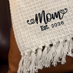 Embroidered Waffle Blanket, Custom Name Throw, Personalized Mom Gift image 11