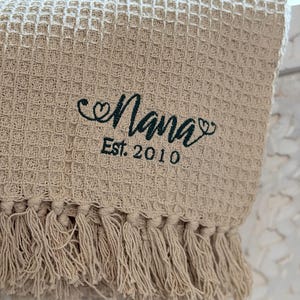 Embroidered Waffle Blanket, Custom Name Throw, Personalized Mom Gift image 10