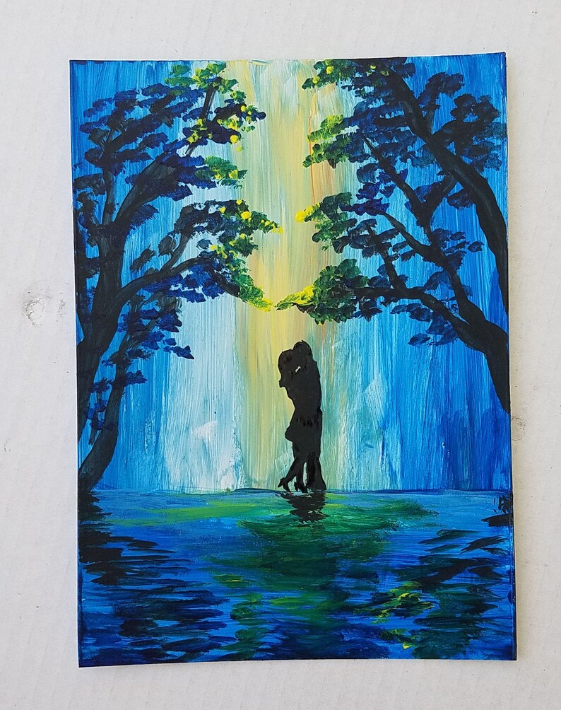 Sweethearts Acrylic Mini Painting on PVC Board With Frame Etsy