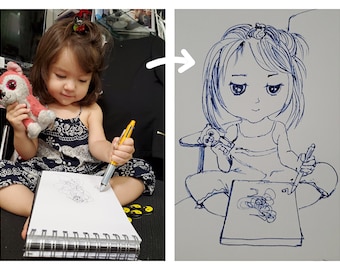 Dibujos animados dibujando- Personalizado a partir de la foto
