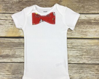 Boys Cardinals Onesies- St. Louis Cardinals Baseball Appliquéd Bowtie or Necktie Appliquéd Bodysuits, St. Louis Cardinals Baby Clothes, STL
