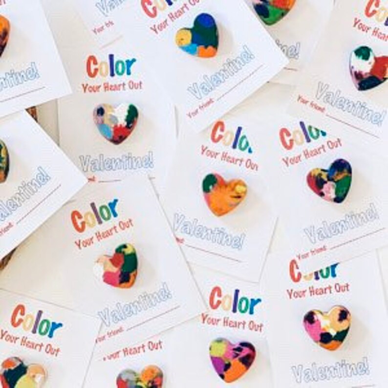Recycled Heart Crayons – Kids Valentine Card Set (Set of 6) bild 2