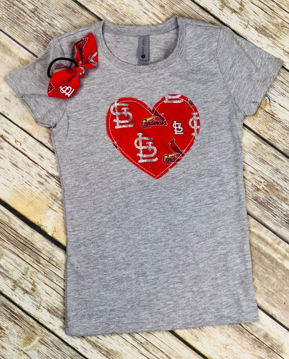 St. Louis Cardinals Glitter/sparkly Appliquéd Heart T-shirt 