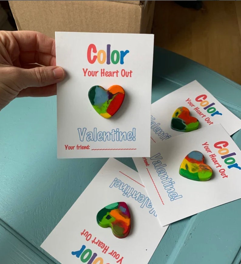 Recycled Heart Crayons – Kids Valentine Card Set (Set of 6) bild 4