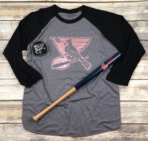 St. Louis Blues and Cardinals Mash-up-combo Bellacanvas Grey 