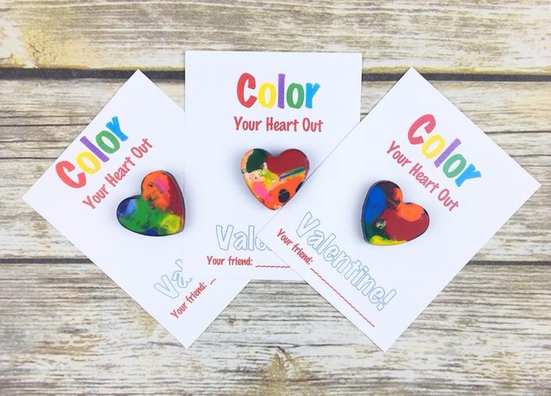 Recycled Heart Crayons – Kids Valentine Card Set (Set of 6) bild 1