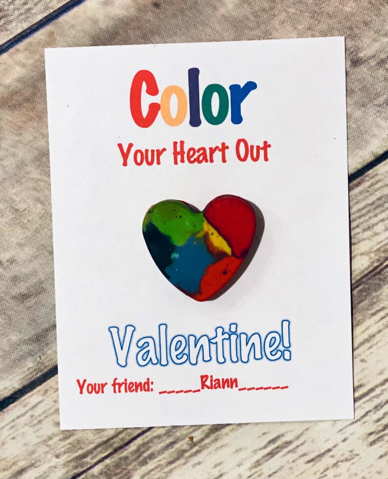 Recycled Heart Crayons – Kids Valentine Card Set (Set of 6) bild 3
