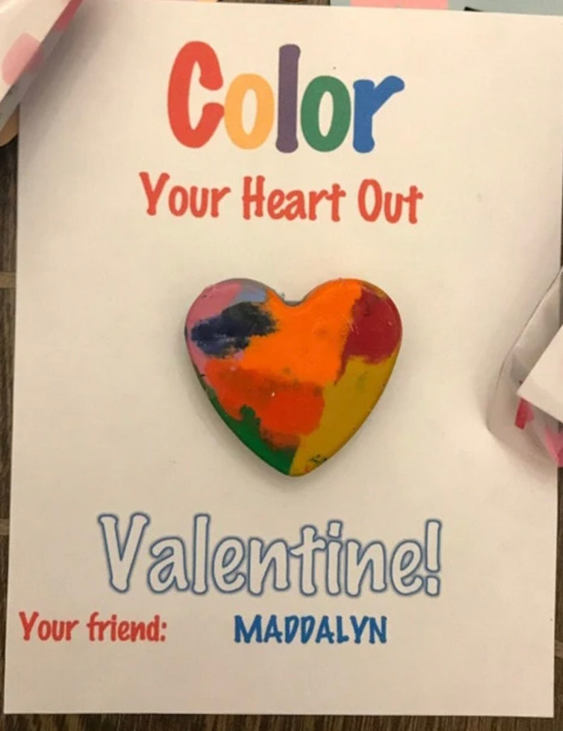 Recycled Heart Crayons – Kids Valentine Card Set (Set of 6) bild 5