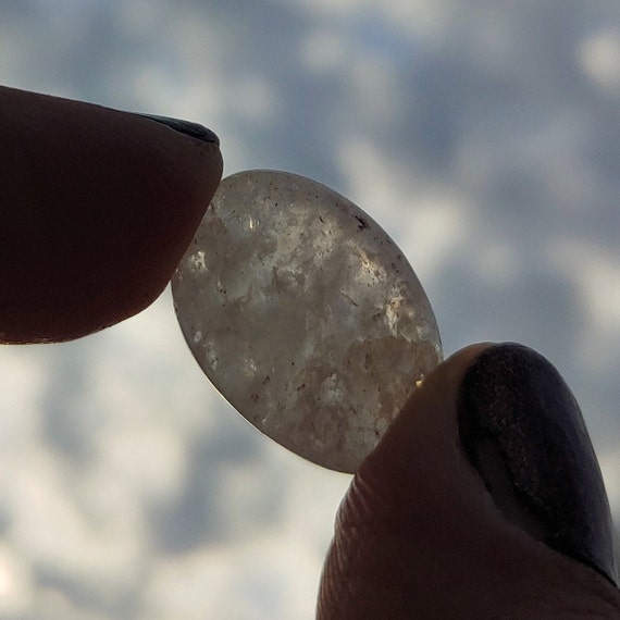 Clear Quartz Crystal, Small Oval Quartz Cabochon, Polished