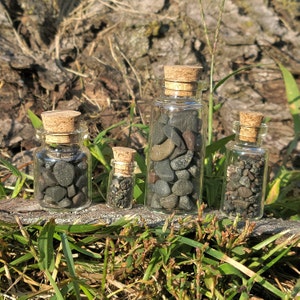 Magnetite Stones from Great Lake Michigan, Black Stones in Mini Glass Jar, Magnetic Stones, Various Sizes, Raw Natural Unpolished