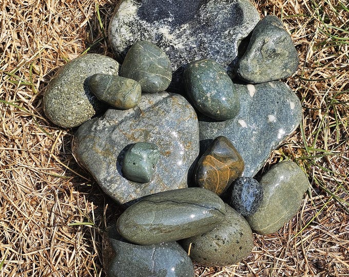 Big Green Rocks Dark Green Great Lake Rocks Set, Great Lake Huron, Michigan Rocks, 5lbs ...