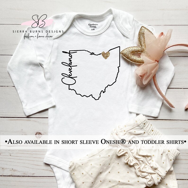 Cleveland Onesie\u00ae Cleveland Gifts Ohio Onesie\u00ae Ohio Baby Clothes Ohio Girl Ohio Gifts Cleveland Baby Clothes