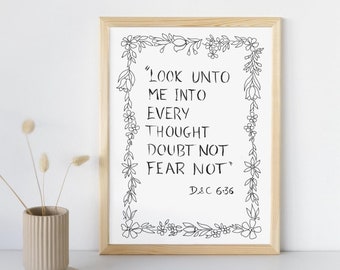 2025 Youth Theme Printable Art, "Look Unto Christ" LDS Religious Clipart, Scripture verse, D&C 6:36, Christian Line Art, PNG and PDF