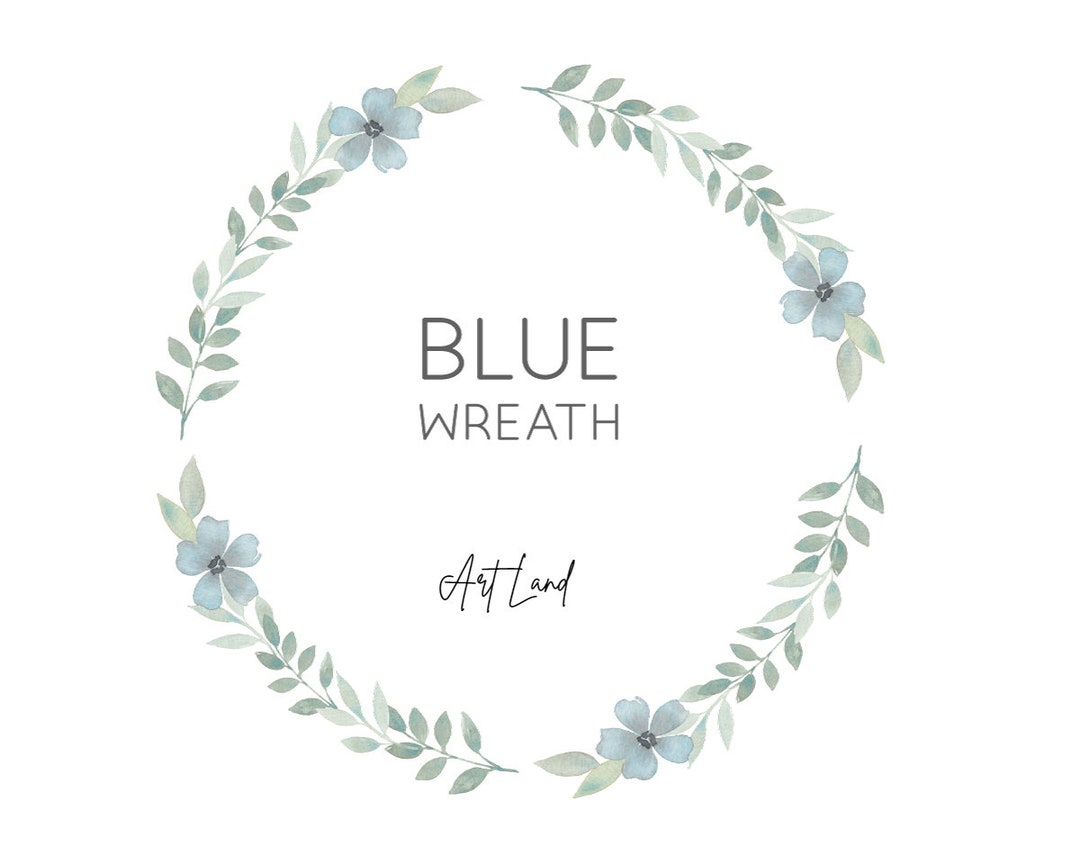Watercolor Blue Flowers Wreath Clipart – 1 Hand-painted Floral Frame ...