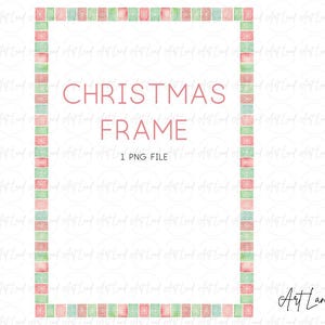Christmas Frame PNG, Festive Holiday Border Clipart, Hand Painted Gift Box Frame, Xmas Digital Download for Invitations, Cards, Scrapbooking